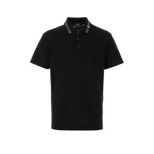 Versace Men Black Piquet Polo Shirt